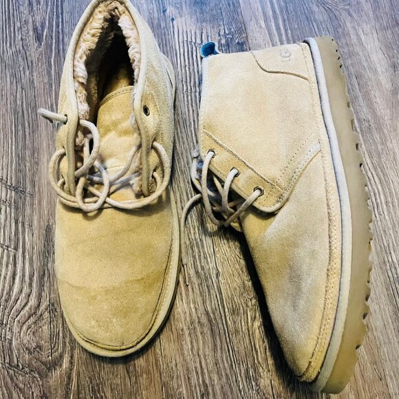 Ugg Burleigh Chukka Boots Men's Tan Suede UGG Plush SZ 14 - Picture 1 of 9